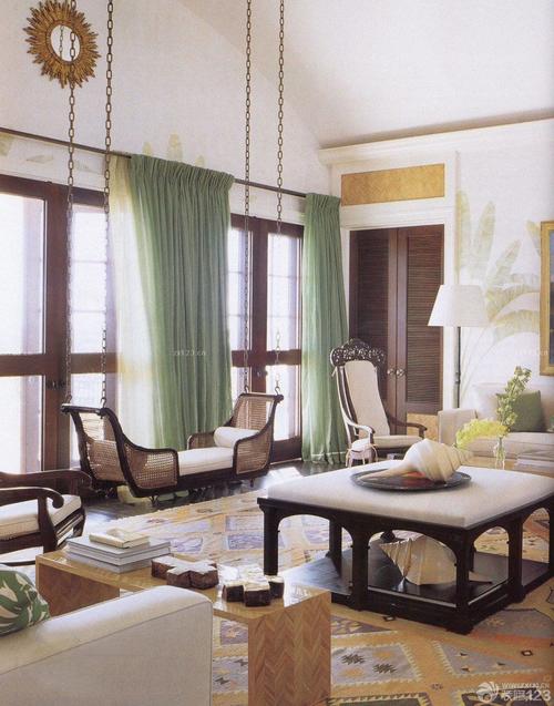 法式客厅清新绿色窗帘装修效果图大全设计456装修效果图
