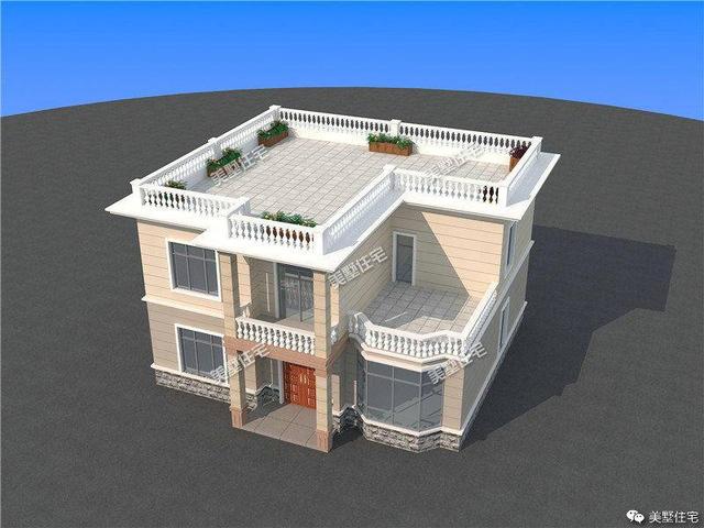 3室一厅平屋顶二层农村别墅设计图简洁而又大方经典又实用