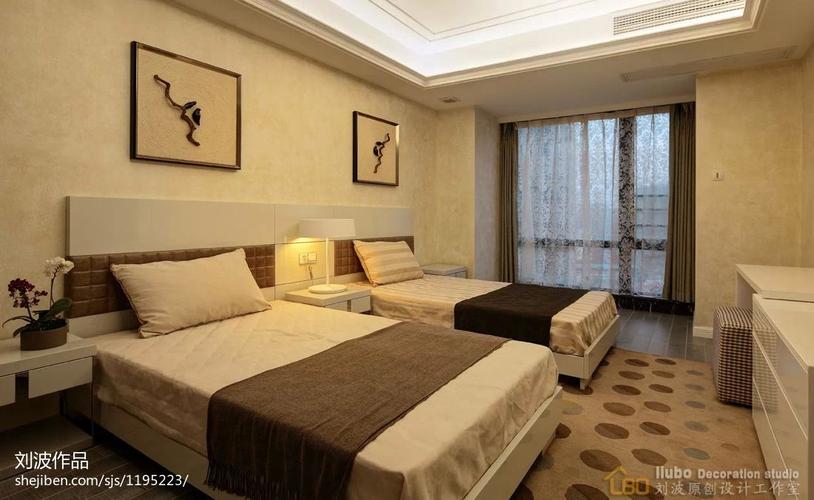 刘波原创工作室现代卧室双人床装修效果图