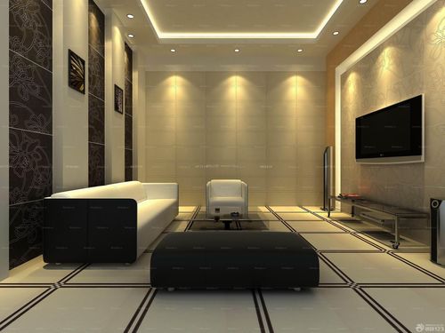 现代风格房屋客厅黑白相间地砖设计图装修123效果图
