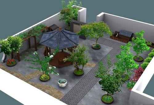庭院中式风格别墅屋顶花园装修效果图
