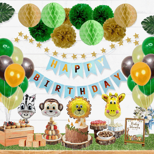 儿童森林动物主题男孩生日装饰气球套餐宝宝周岁派对布置饰景气球