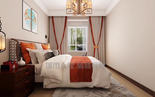 新中式风格143平三居室卧室窗帘家装效果图