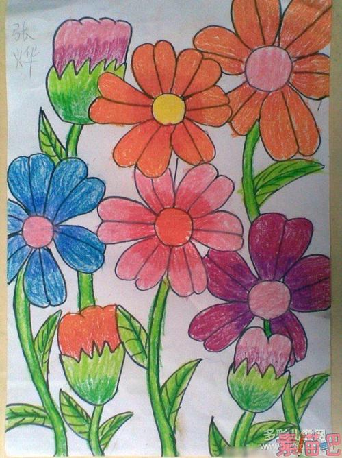 花朵儿童画