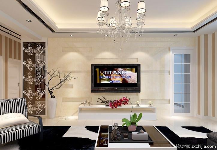 现代风客厅电视背景墙设计装修之家装修效果图