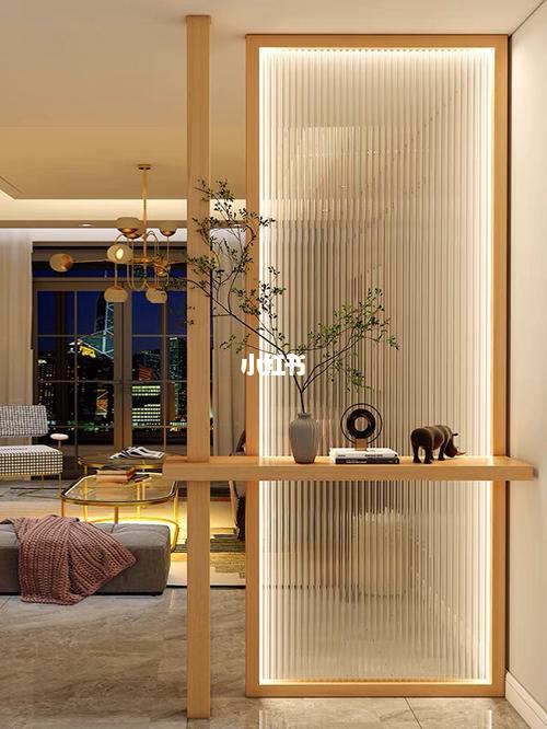 现代简约轻奢入户玄关客厅沙发屏风布局设计