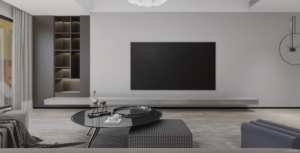 电视背景墙客厅现代简约120m05三居设计图片赏析