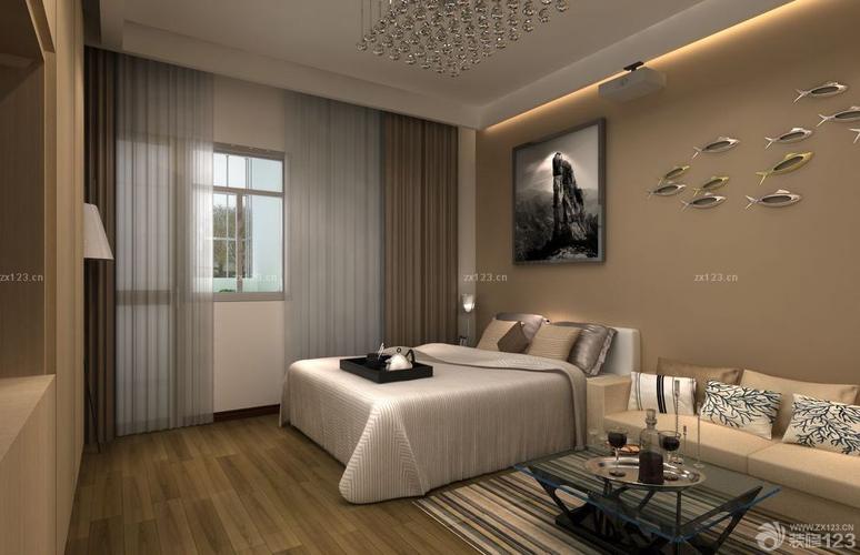 2020现代风格小户型客厅卧室一体设计案例设计456装修效果图