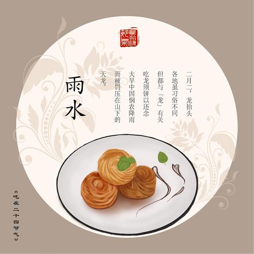 二十四节气插画民俗传统美食