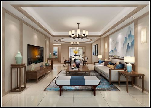 香岛御墅300平新中式别墅客厅家具沙发布置效果图装修123效果图
