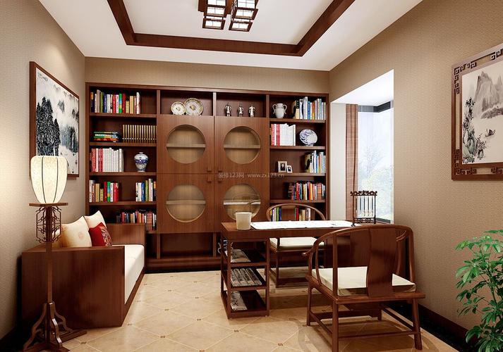 家装室内小书房中式元素设计图片2017