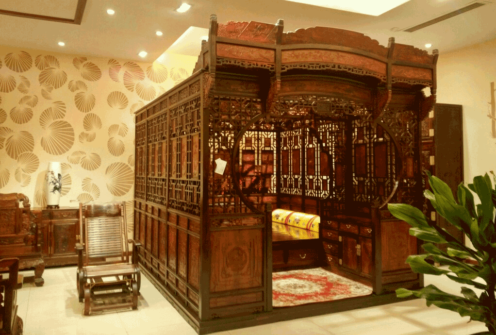 千工拔步床中国古典家具中型体最大最奢华的床
