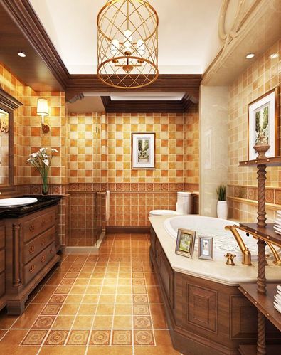 最新美式风格卫生间浴室吊灯装修图2017装修123效果图