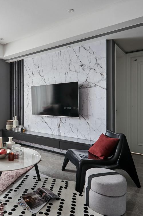 曲江银座136平现代风格客厅电视墙瓷砖设计效果图