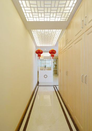 现代中式室内走廊吊顶造型效果图装修123效果图