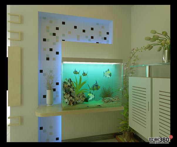 鱼缸装饰效果图喜欢家里用鱼缸装饰的进来吧此款是入口处采用鱼缸做