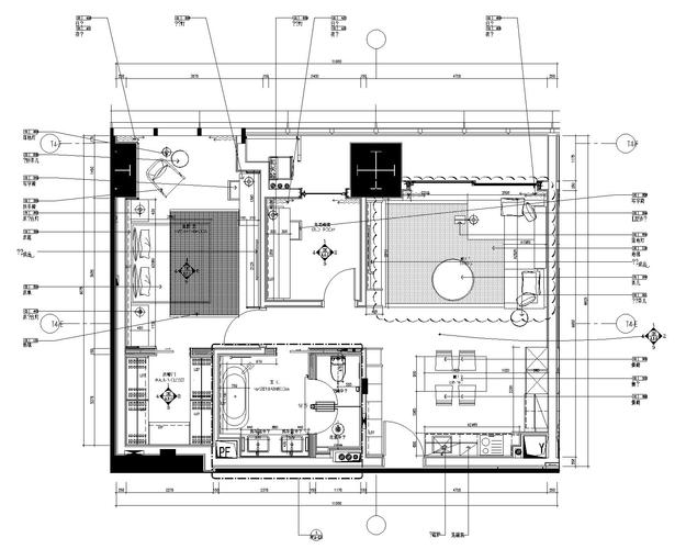 scda如恩知名地产公寓现代风格一居室样板间室内装修施工图效果图