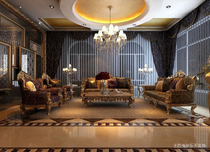 320平米深色欧式装修客厅欧式豪华客厅设计图片赏析