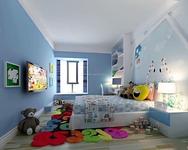 现代简约风格儿童房床头背景墙设计效果图