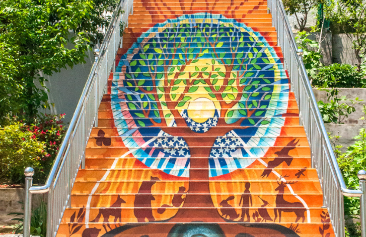 楼梯地面彩绘一般用什么颜料画