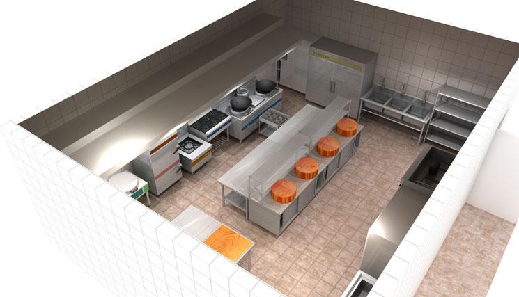 80人职工食堂厨房设备系统方案配有效果图