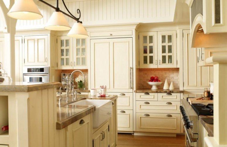 美式风格大户型厨房装修效果图白色岛型橱柜图片