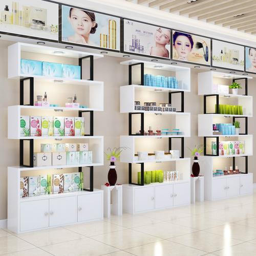 化妆品展示柜美容院产品展柜美甲店货架多层展架带灯简约现代柜子