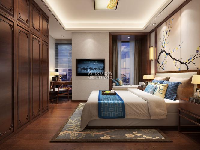 信义荔山御园178平方米中式风格平层户型卧室装修效果图