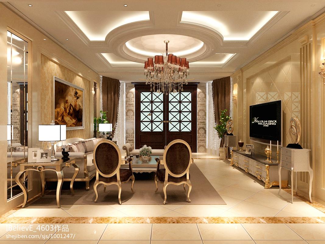 精美面积134平别墅客厅欧式装修设计效果图片欣赏客厅欧式豪华客厅