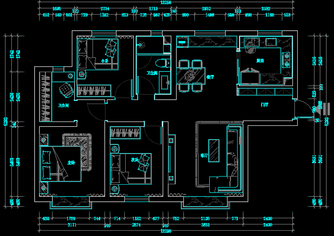平面户型布局图平面户型结构图120平米的三居室在设计现代风格的时候