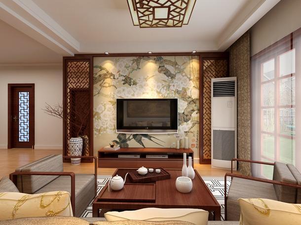 中式风格客厅电视背景墙装修效果图