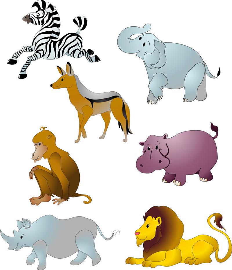 卡通动物矢量非洲卡通动物.矢量插画