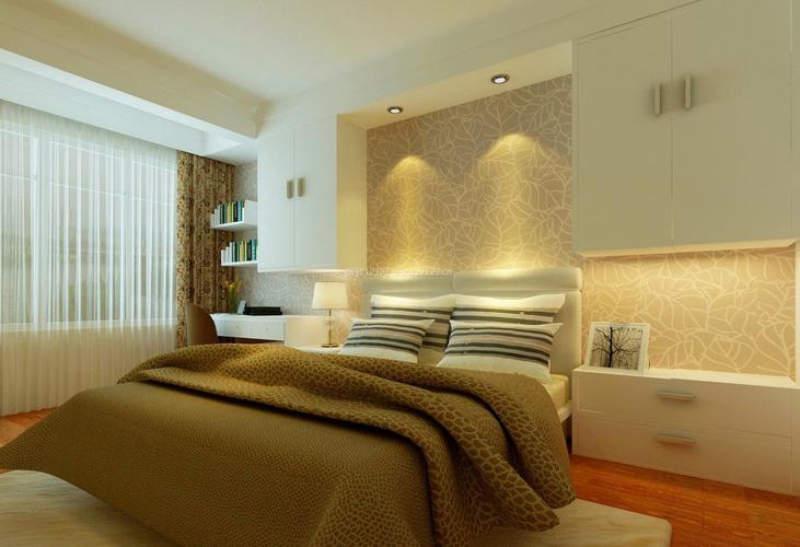 现代卧室床头背景墙筒灯装修效果图片