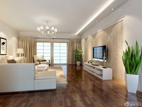 现代家居客厅装修风格浅褐色木地板效果图