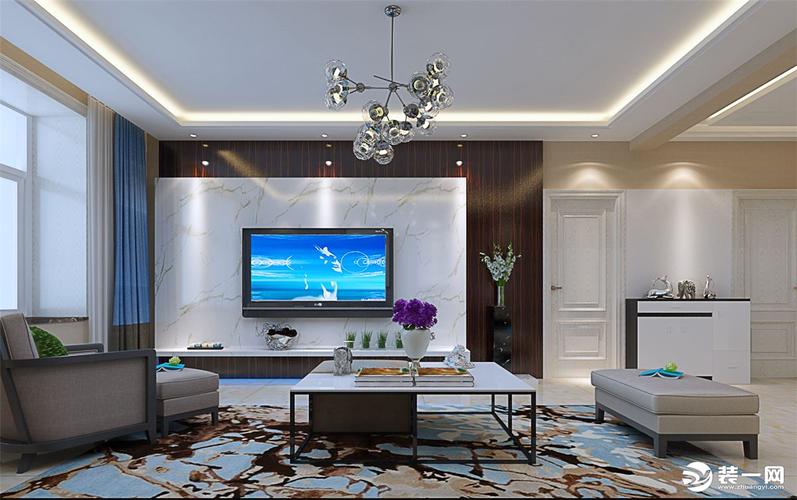 泰悦豪庭138平米现代简约装修客厅电视背景墙