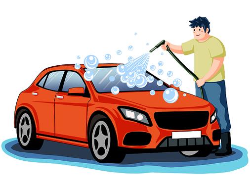 手绘卡通人物汽车清洗洗车美容保养元素洗车元素