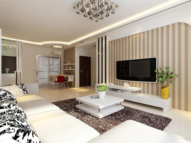 客厅是一家人休息的共享空间本案通过米黄色大地砖搭配米色系列的