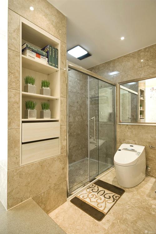 现代风格卫生间浴室玻璃隔断门实景图欣赏设计456装修效果图