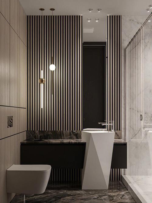 意式极简风卫生间超有设计感的浴室柜