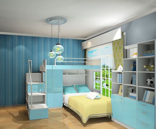 儿童房间高低床装修效果实景图片