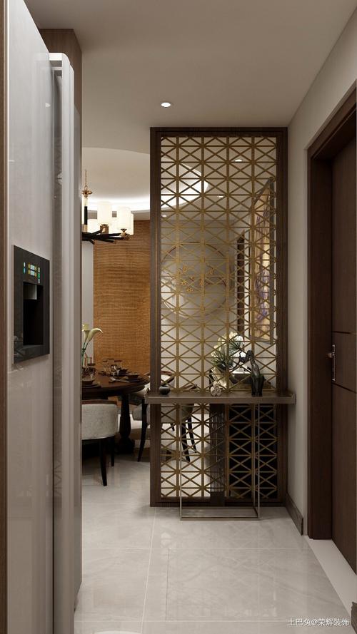 129平米高贵典雅的新中式玄关门中式现代玄关设计图片赏析