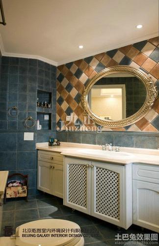 卫生间洗手台镜面瓷砖装修效果图