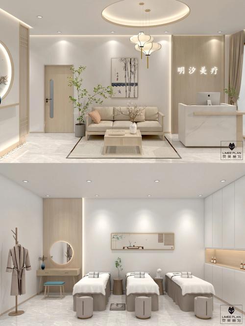 河南驻马店设计说明新中式简中式美容院养生馆设计案例日式原木风格