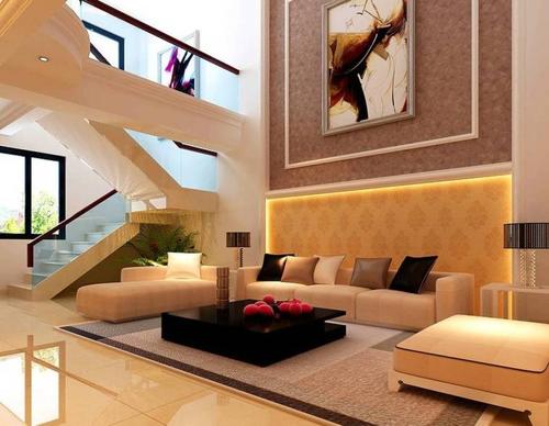 现代风格小复式楼挑高客厅装修效果图