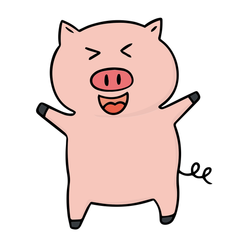 手绘卡通可爱猪猪开心图片