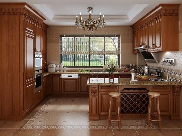 壁柜两室一厅美式古典风格厨房装修效果图美式古典风格榉木橱柜图片