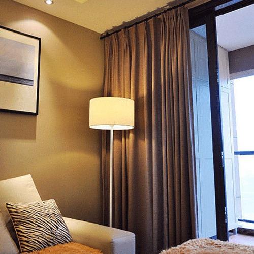 壹派咖啡色纯色高档棉麻窗帘现代简约美式客厅卧室遮光窗帘定制