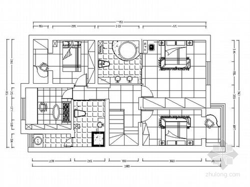 原创复古新中式复式三居室内设计cad施工图