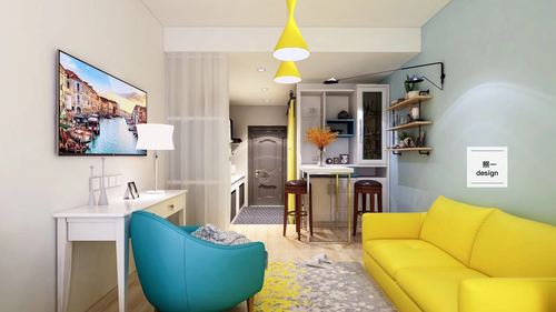 青岛装修34平方一居室户型设计效果图分享