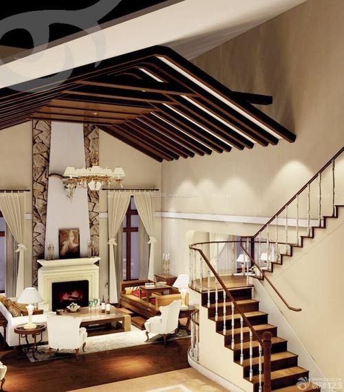 传统美式风格跃层楼梯设计效果图小户型